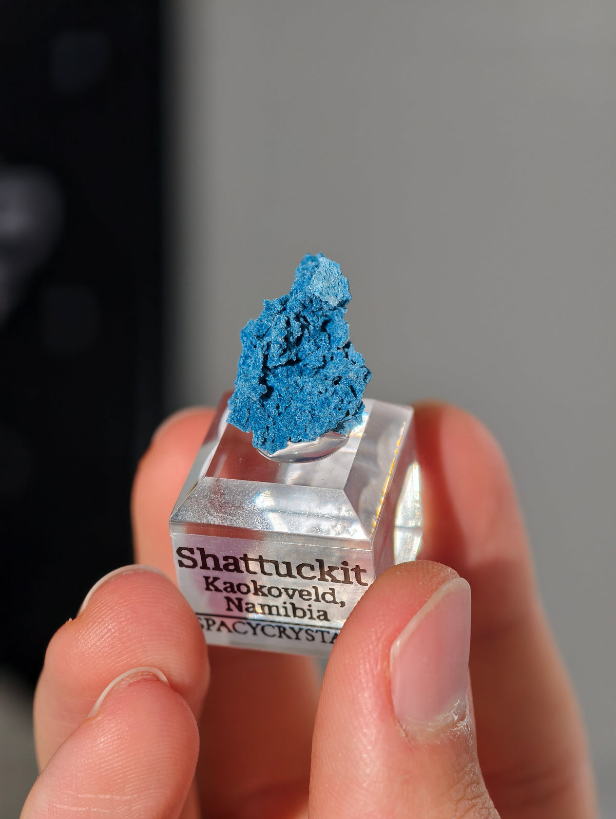 Botryoidaler blauer Samt Shattuckit auf Podest