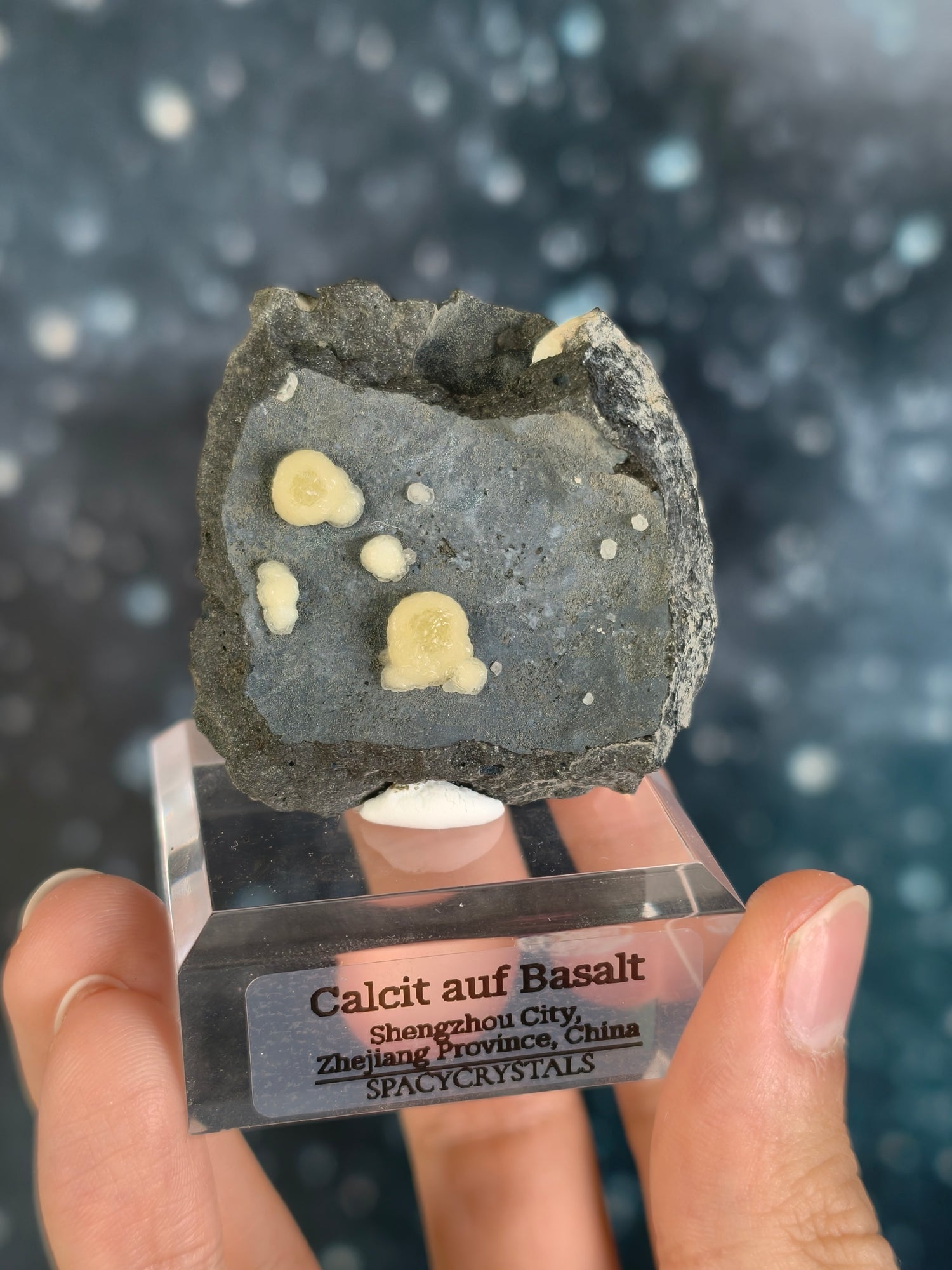 Botryoidaler Calcit auf Basalt - Neuer Fund (groß)
