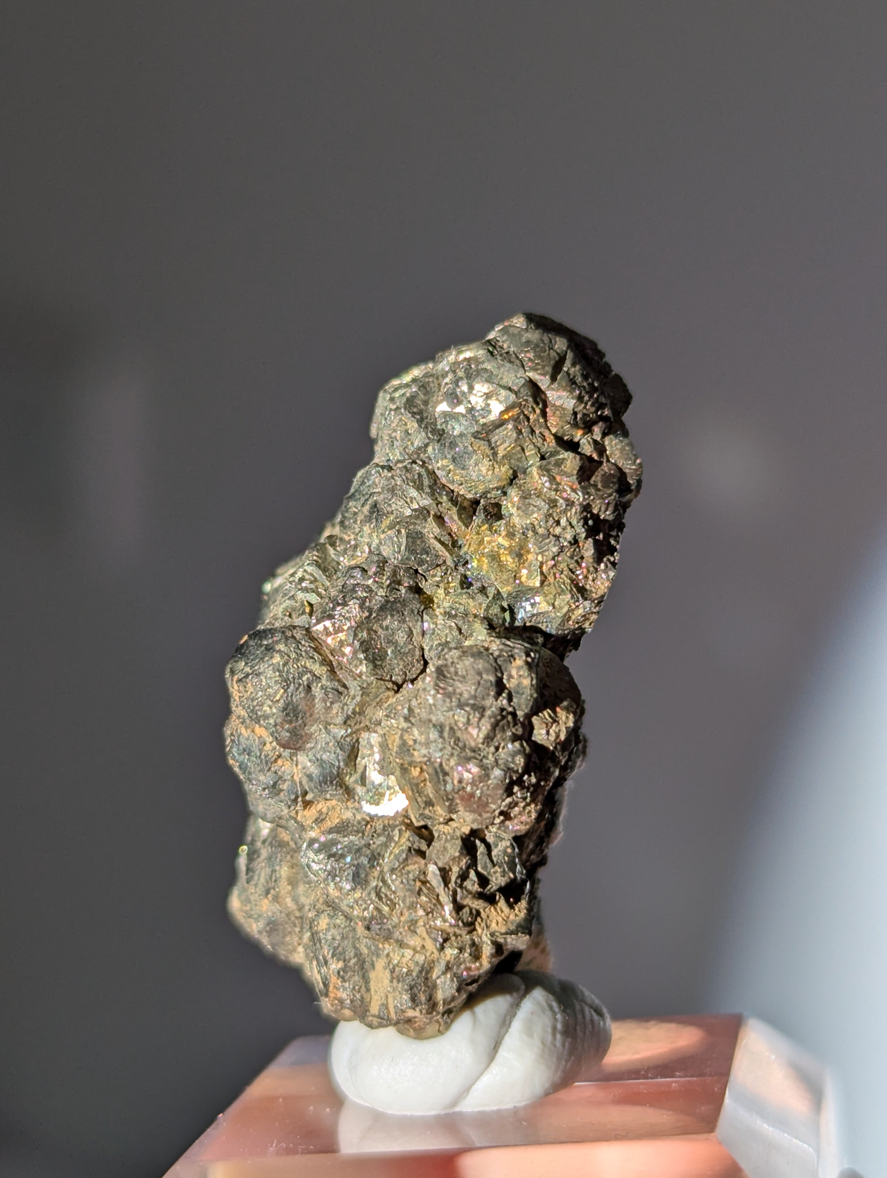 Irisierender Pyrit auf Limonit