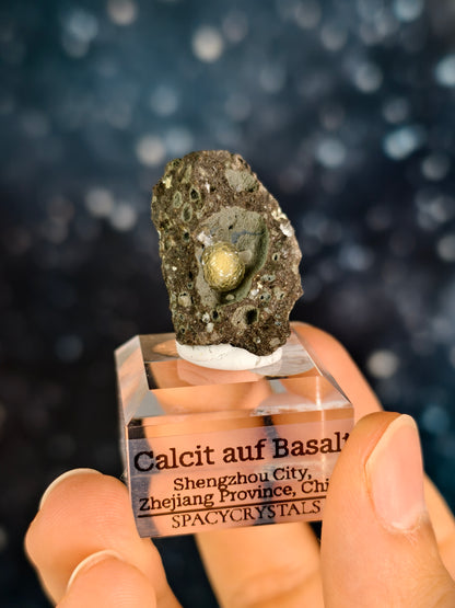 Botryoidaler Calcit auf Basalt - Neuer Fund (klein)