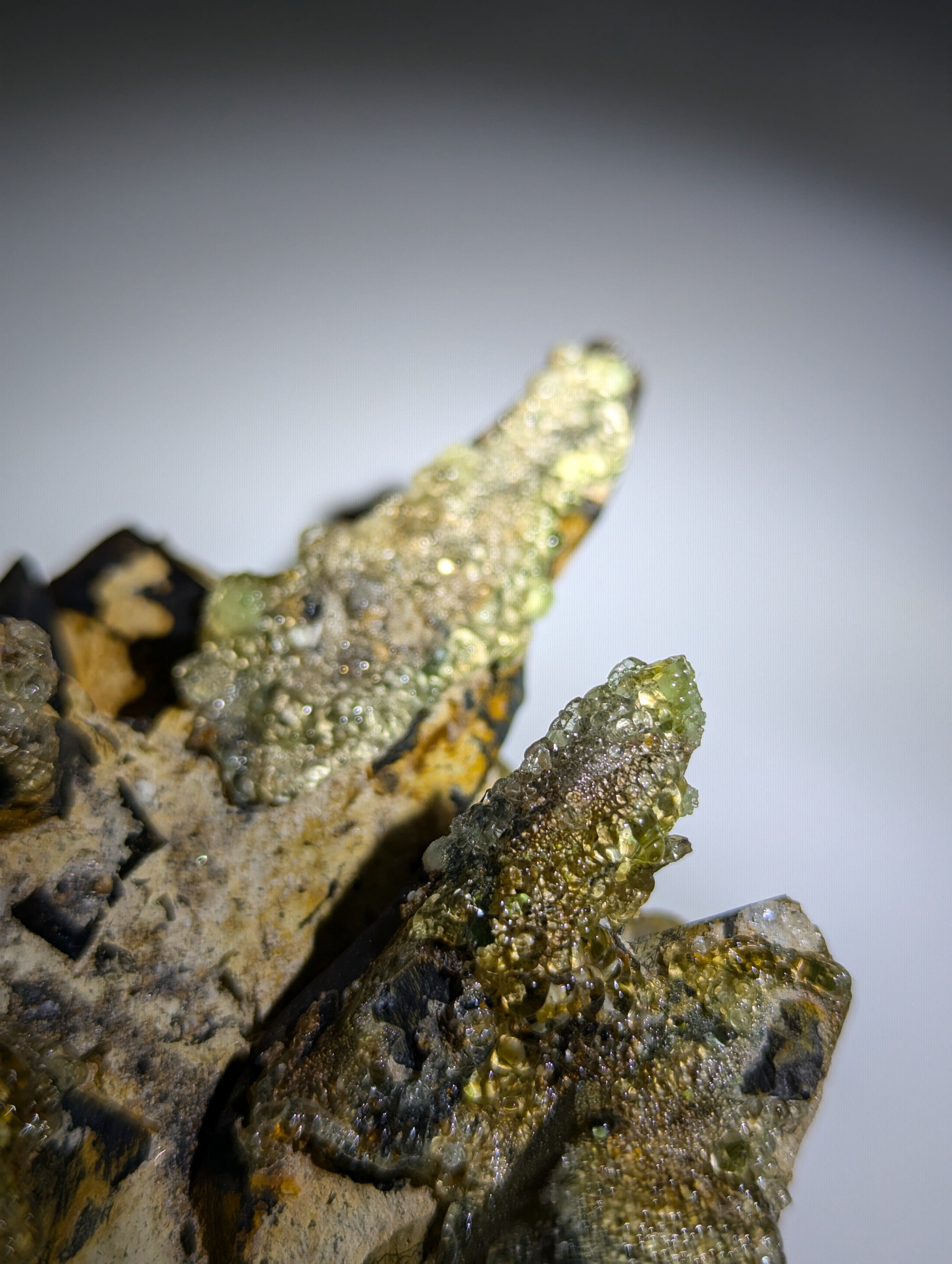 Rauchquarz Cluster mit UV-Aktivem Hyalit Opal Erongo Namibia