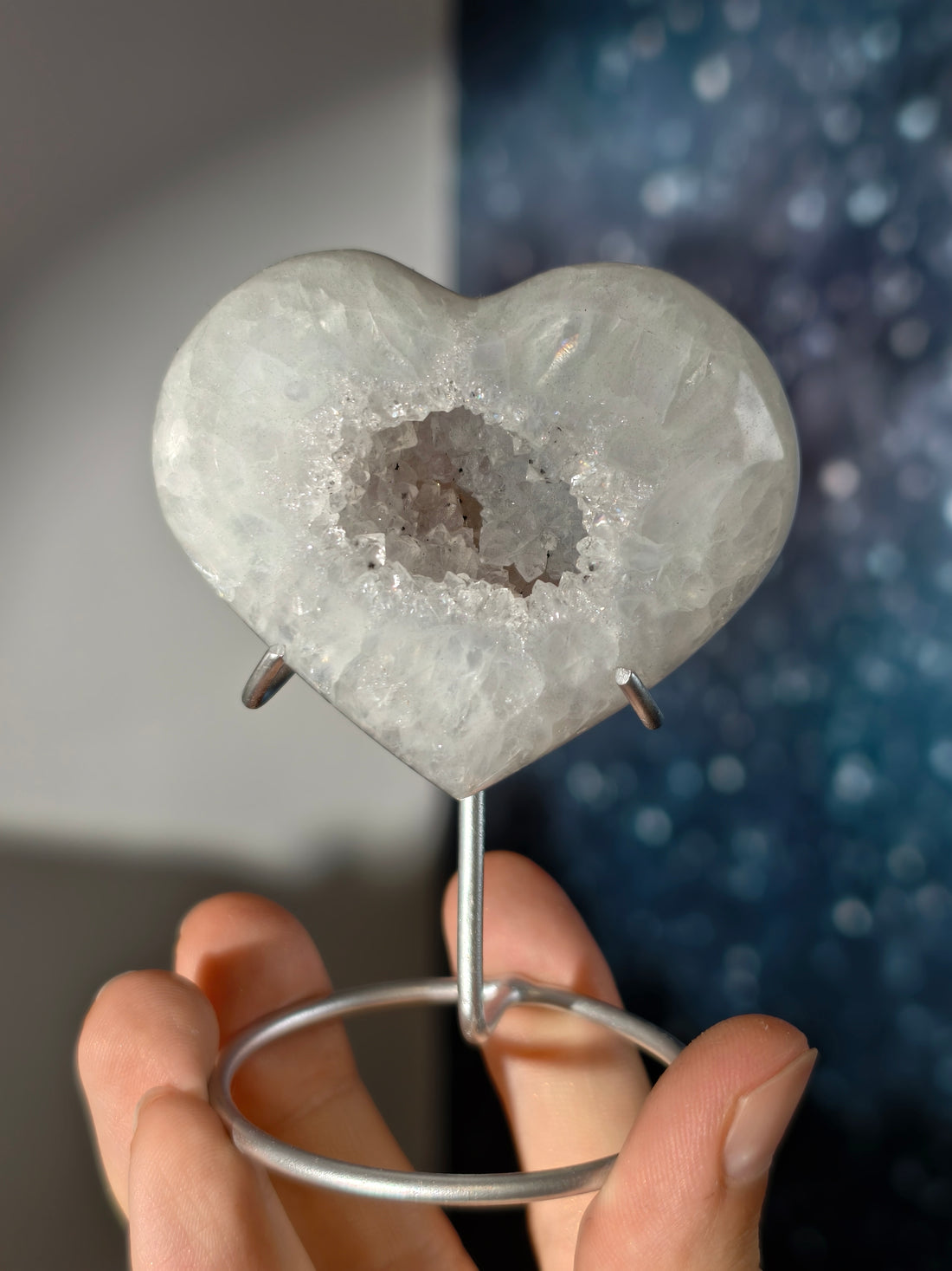 Druzy Achat Herz auf Silberständer