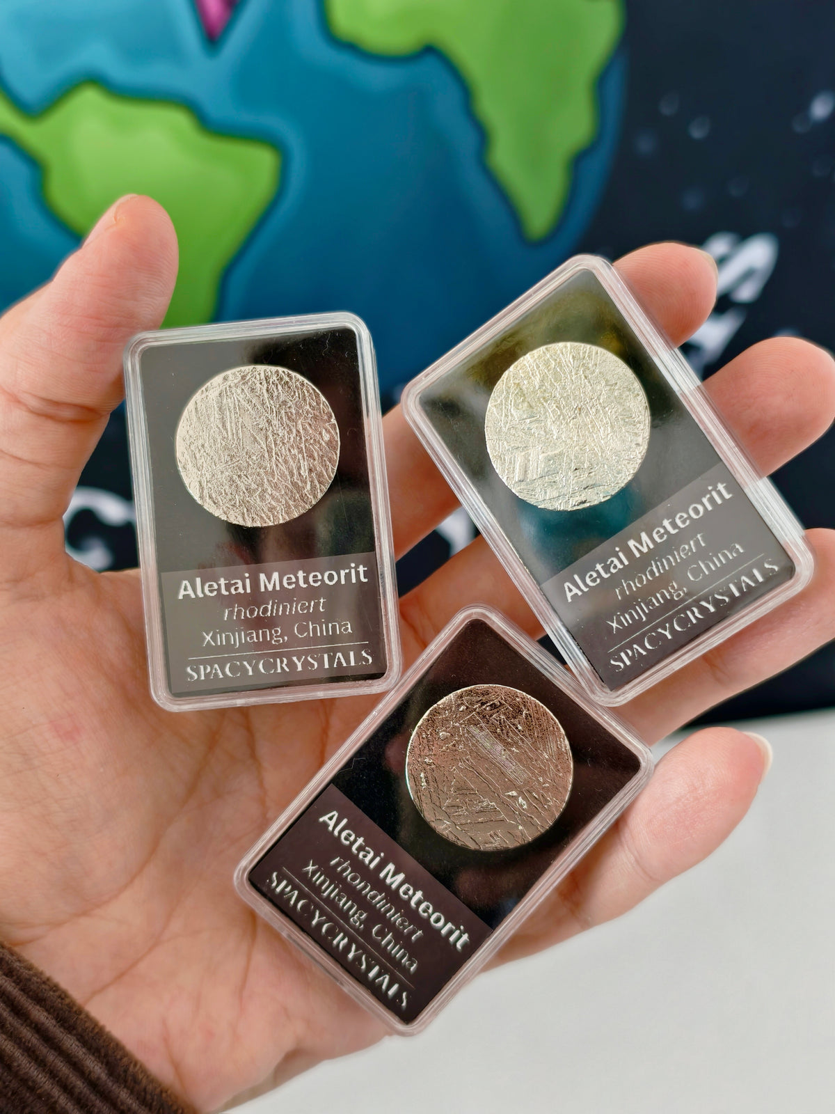Aletai Meteorit rund "Münze" rhodiniert