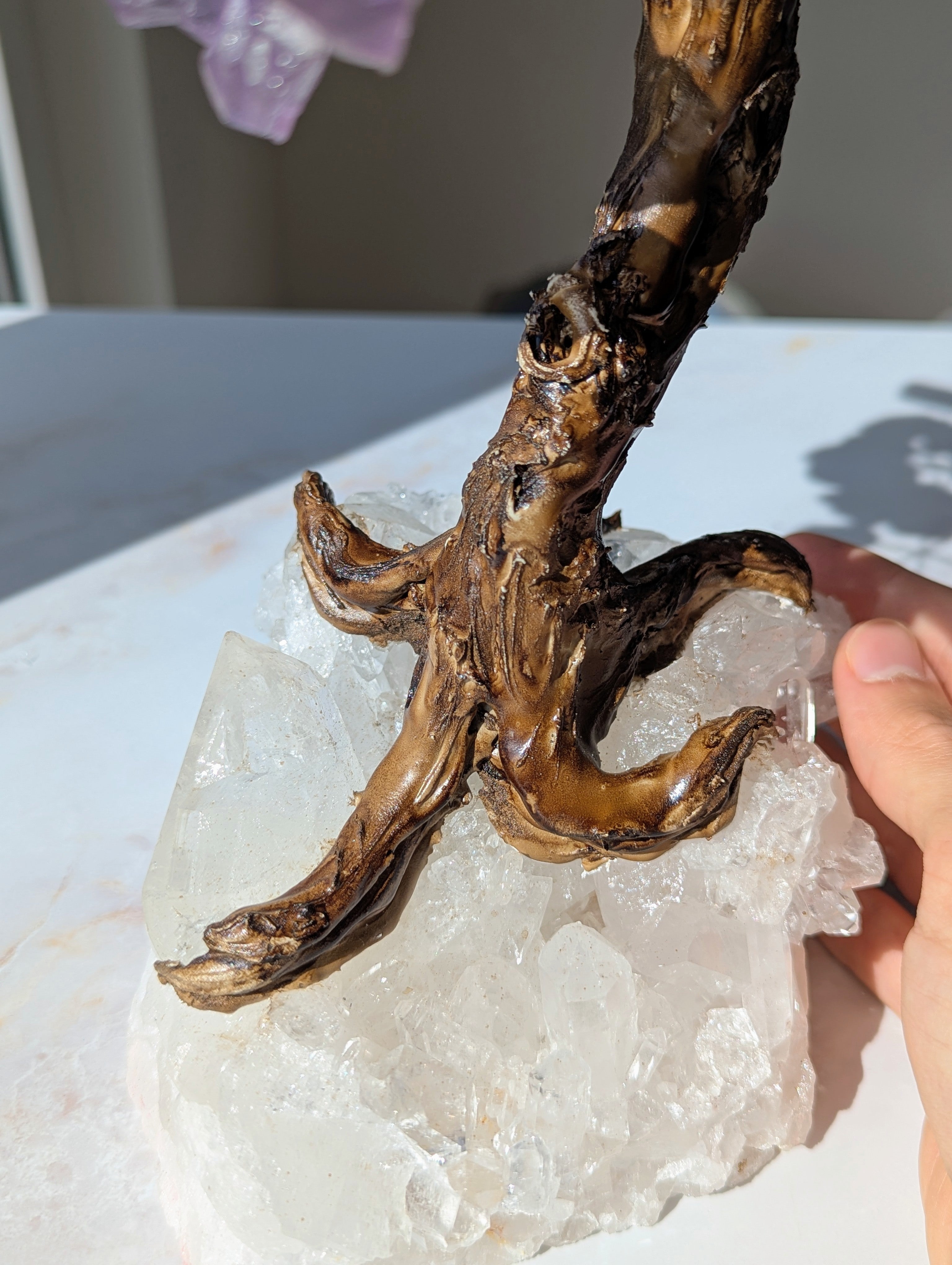 Amethyst Baum auf Bergkristall Cluster aus Brasilien